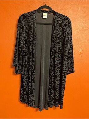 Hot Topic Black Velvet Burnout Open-Front Cardigan